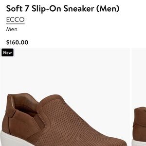 Ecco Men's Brown Perforated Slip-On with White Sole